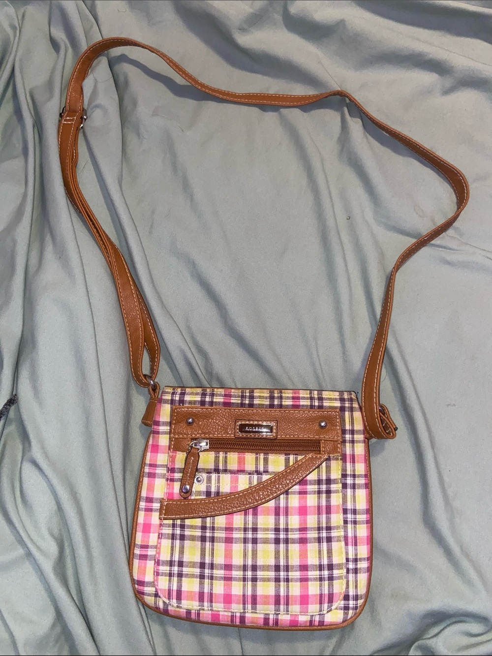 Rosetti Plaid Crossbody Bag with Tan Trim - Women Bags